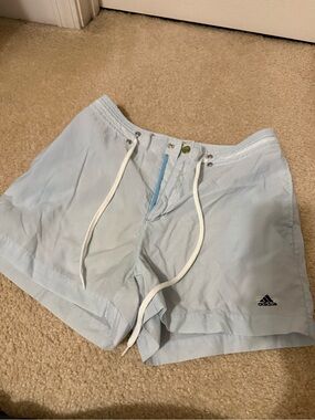 adidas Women’s Light Blue Athletic Shorts with Drawstring